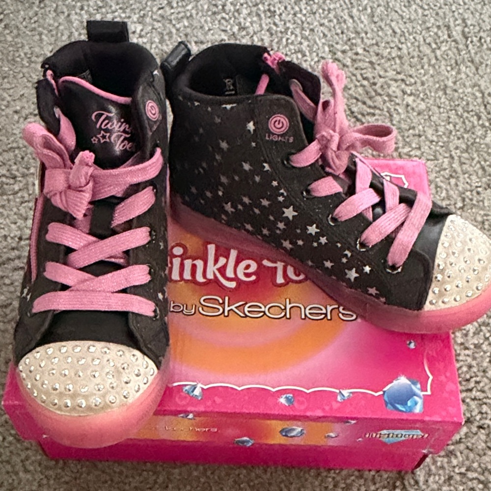 Skechers Twinkle Toes Kids Sneakers - Pink and Black - Picture 3 of 9